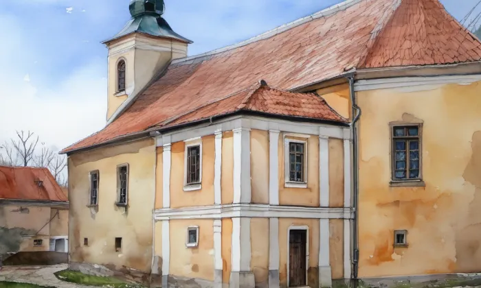 Kostel Povýšení svatého Kříže (Nový Kostel) – akvarel