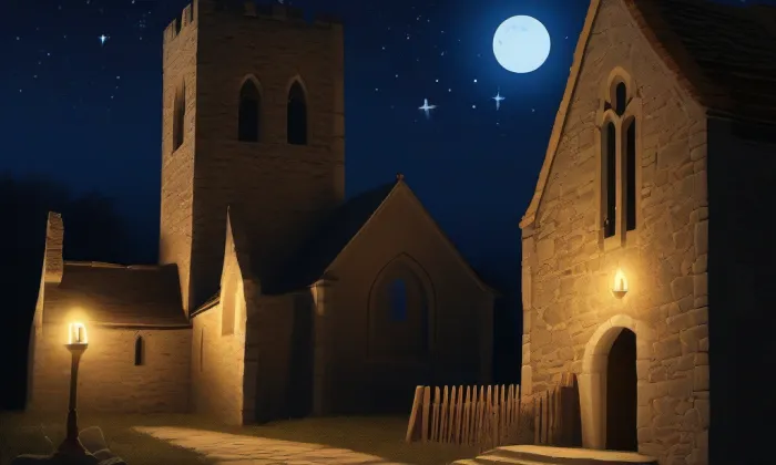 Kostel Povýšení svatého Kříže (Vinoř) – noc