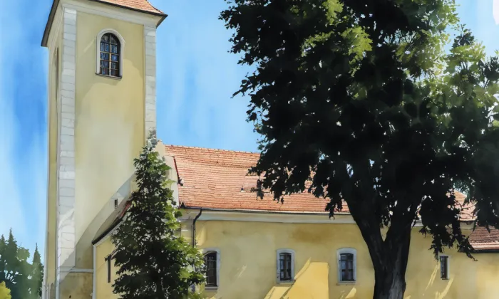 kostel Stětí svatého Jana Křtitele (Týnec) – akvarel
