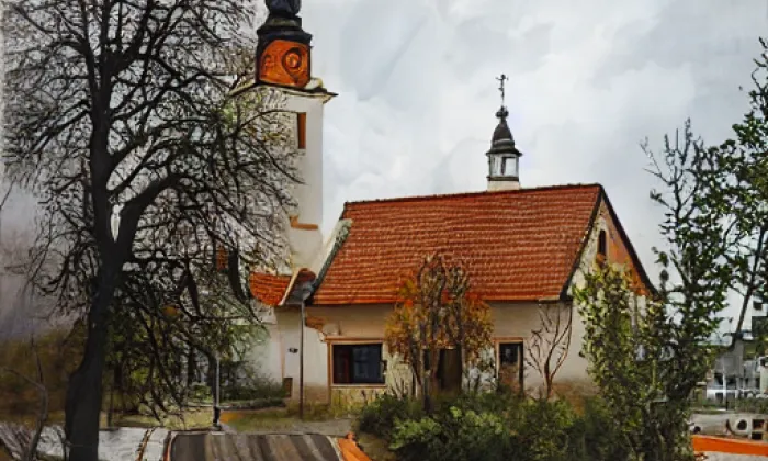 kostel Stětí svatého Jana Křtitele (Čestice) – autumn