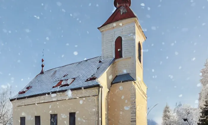kostel Stětí svatého Jana Křtitele (Týnec nad Labem) – winter