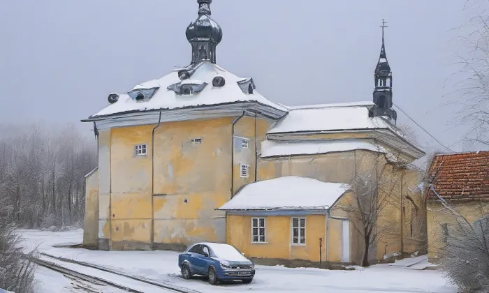 Kostel svaté Anny (Blatno) – winter