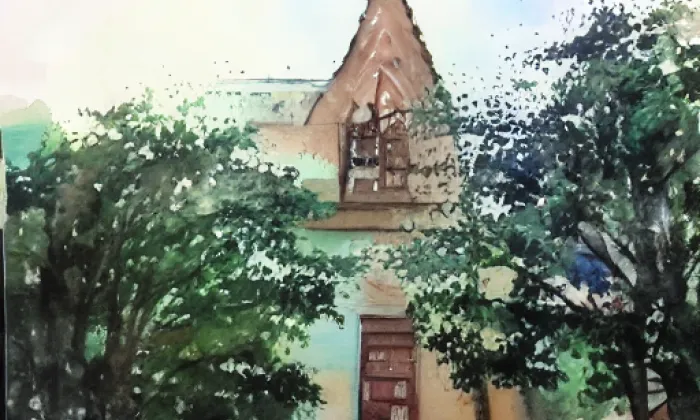 kostel svaté Cecilie (Dobré Pole) – akvarel