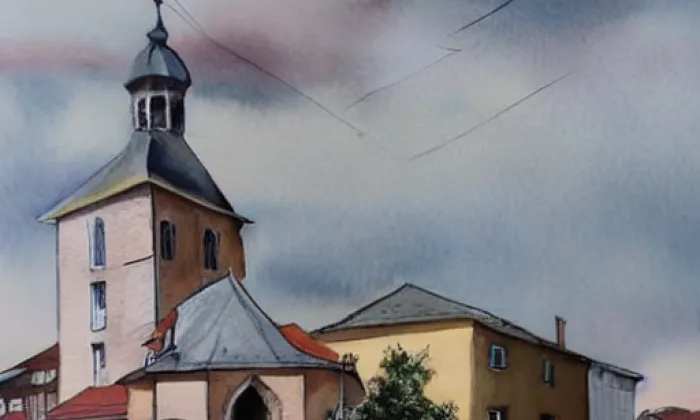 Kostel svaté Kateřiny (Chrudim III) – akvarel