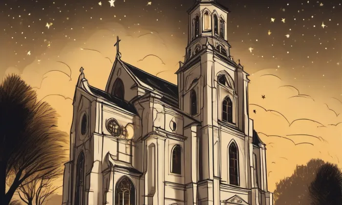 Kostel svaté Kateřiny (Libá) – noc