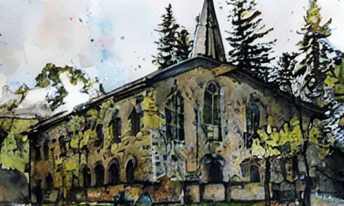 Kostel svaté Kateřiny (Libotenice) – akvarel