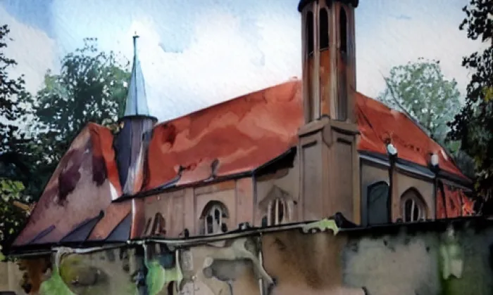 Kostel svaté Kateřiny (Polná) – akvarel