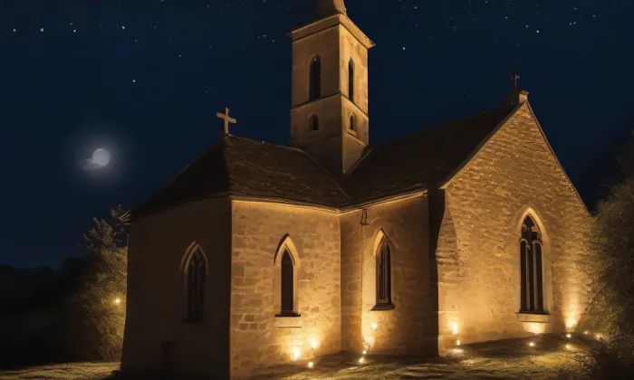 Kostel svaté Kateřiny (Prusinovice) – noc