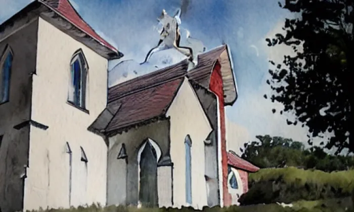 Kostel svaté Kateřiny (Tetín) – akvarel