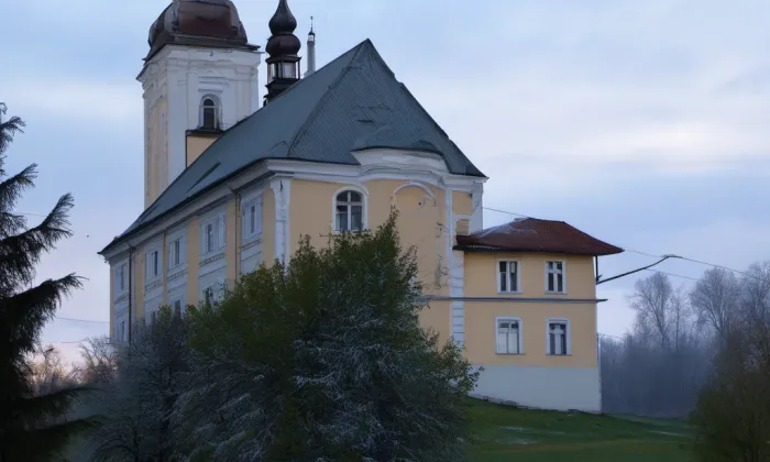 kostel svaté Kateřiny (Vilémov) – winter