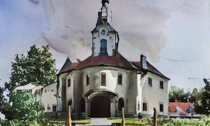Kostel svaté Kateřiny (Vysoké nad Jizerou) – akvarel