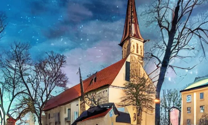 kostel svaté Kateřiny Alexandrijské ve Stráži nad Nisou – noc