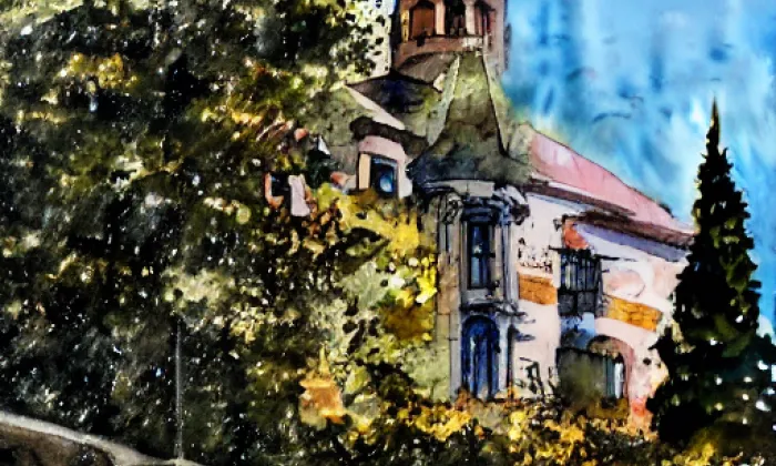 Kostel svaté Maří Magdalény (Bílenec) – akvarel