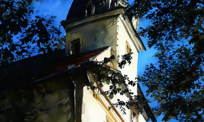 kostel svaté Maří Magdalény (Druztová) – akvarel