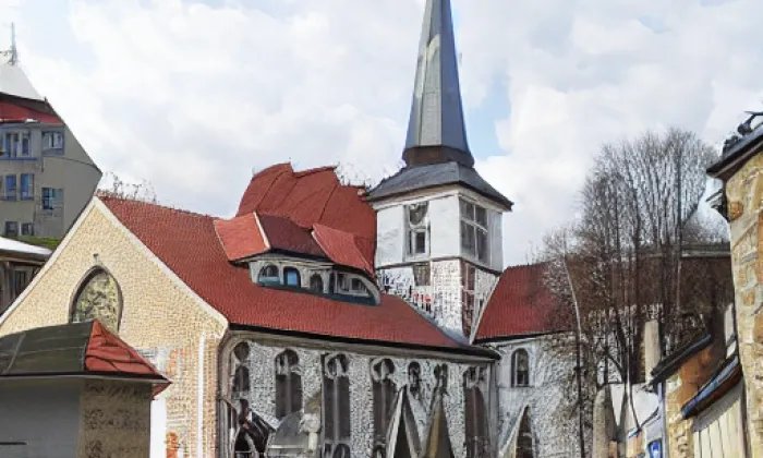 kostel svaté Maří Magdalény (Kuřim) – akvarel
