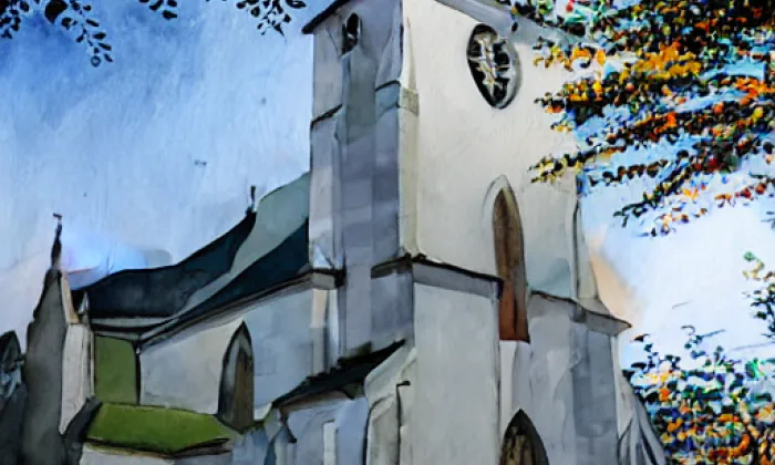 kostel svaté Markéty (Zhoř) – akvarel