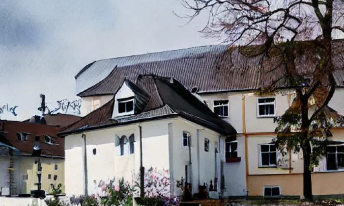 kostel svaté Rodiny (Luhačovice) – akvarel