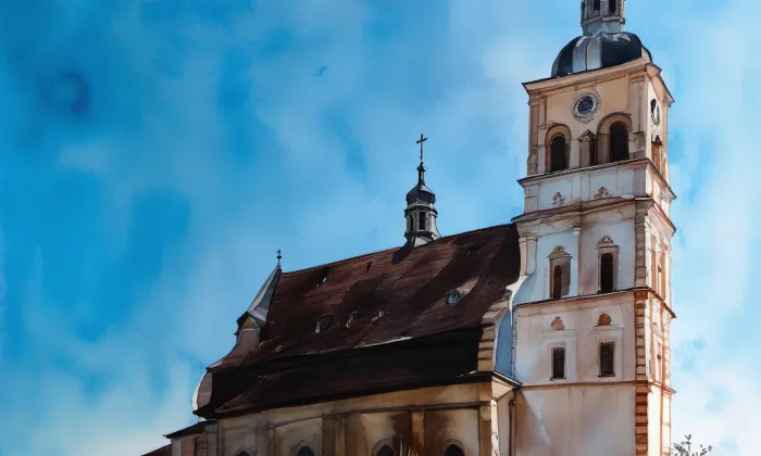 kostel svaté Voršily (Chlumec nad Cidlinou I) – akvarel