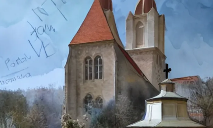 kostel svatých Petra a Pavla (Volfířov) – akvarel