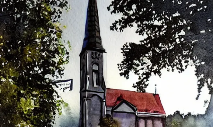 Kostel svatého Šimona a Judy (Žibřidice) – akvarel