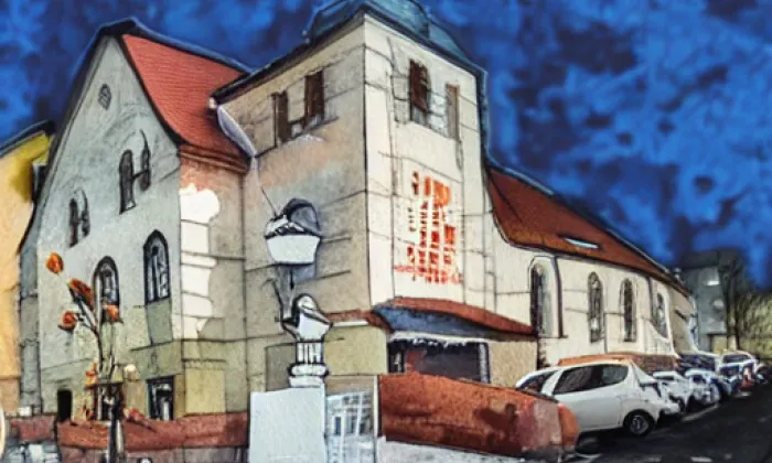 Kostel svatého Šimona a Judy (Brloh) – akvarel