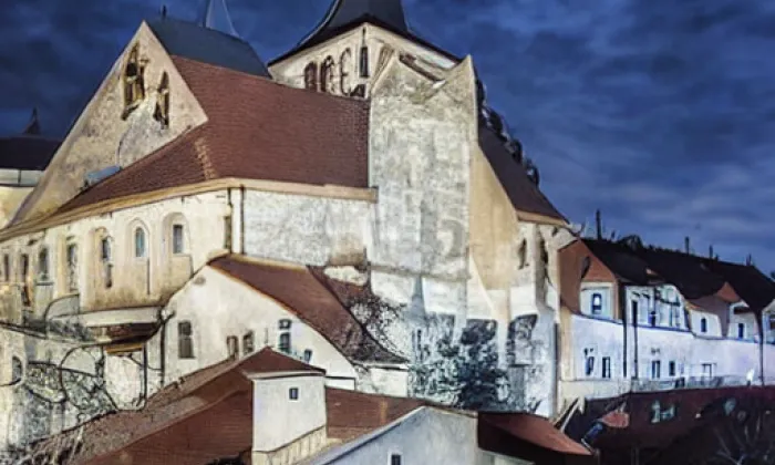 Kostel svatého Šimona a Judy (Brloh) – noc