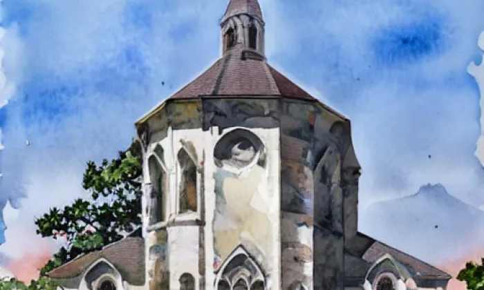 kostel svatého Bartoloměje (Černouček) – akvarel