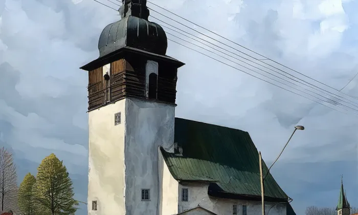kostel svatého Bartoloměje (Bobrůvka) – akvarel