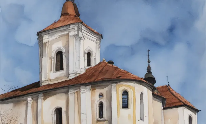 Kostel svatého Bartoloměje (Bystré) – akvarel