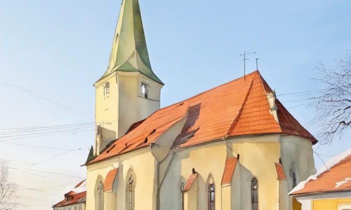 kostel svatého Bartoloměje (Kunětice) – akvarel
