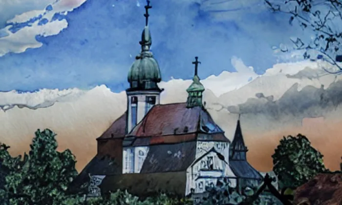 Kostel svatého Bartoloměje (Kvášňovice) – akvarel