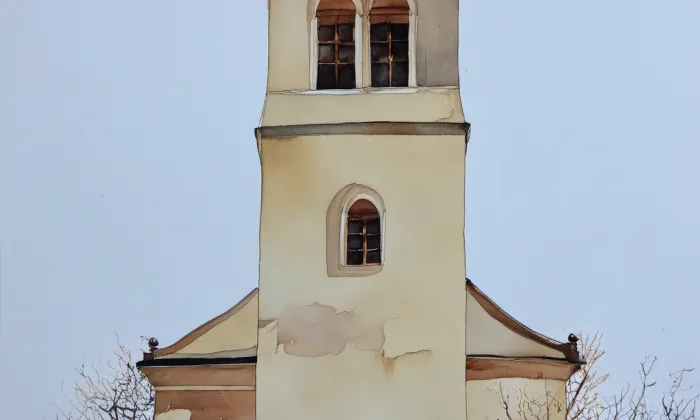 Kostel svatého Bartoloměje (Litultovice) – akvarel