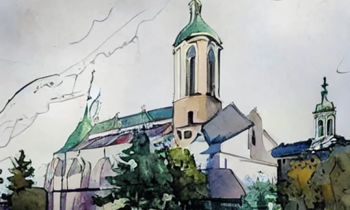Kostel svatého Bartoloměje (Sezemice) – akvarel