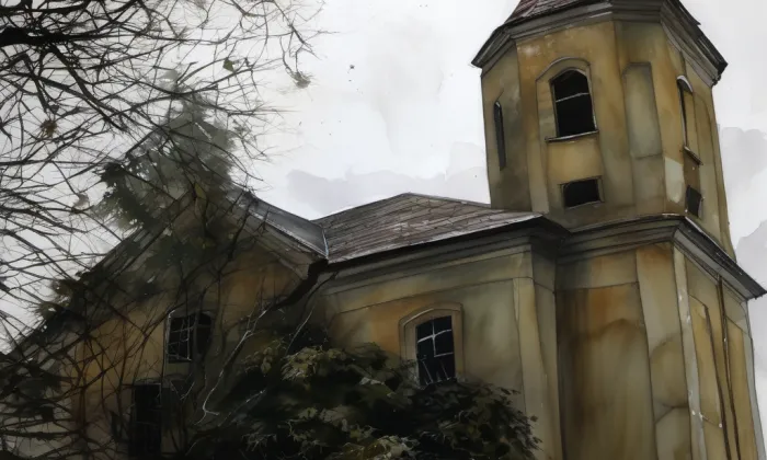 Kostel svatého Ducha (Libáň) – akvarel
