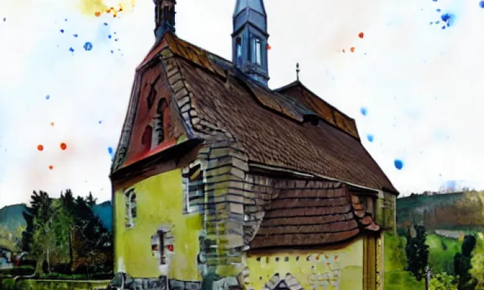 Kostel svatého Erharda – akvarel