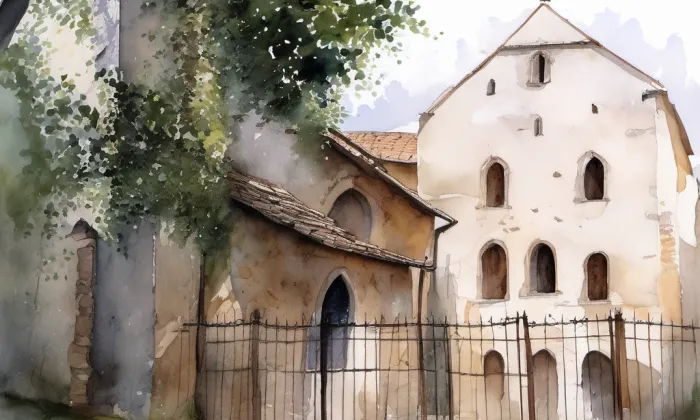 kostel svatého Františka z Assisi (Mikulov) – akvarel