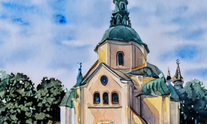 Kostel svatého Gorazda (Olomouc) – akvarel