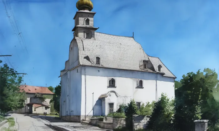 Kostel svatého Jakuba (Hradec nad Moravicí) – akvarel