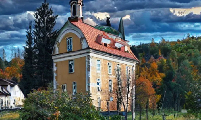 Kostel svatého Jakuba Staršího (Medonosy) – autumn