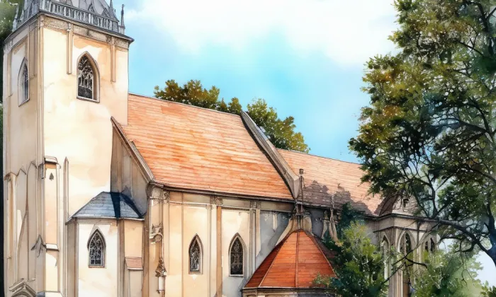 kostel svatého Jakuba Staršího (Raná) – akvarel