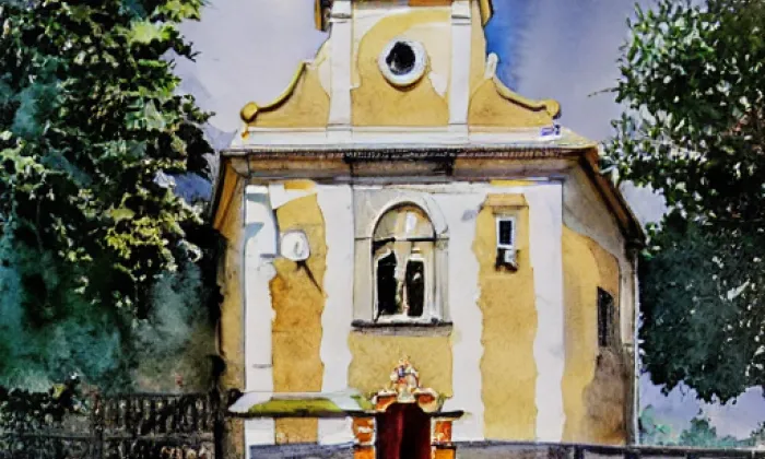 Kostel svatého Jakuba Většího (Ruprechtice) – akvarel