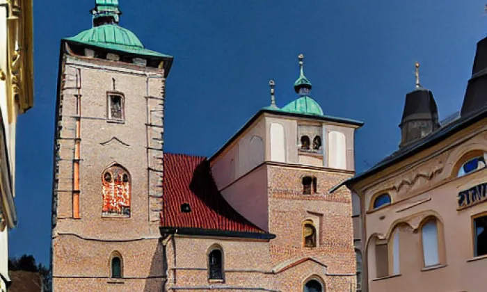 Kostel svatého Jakuba Většího v Jihlavě – akvarel