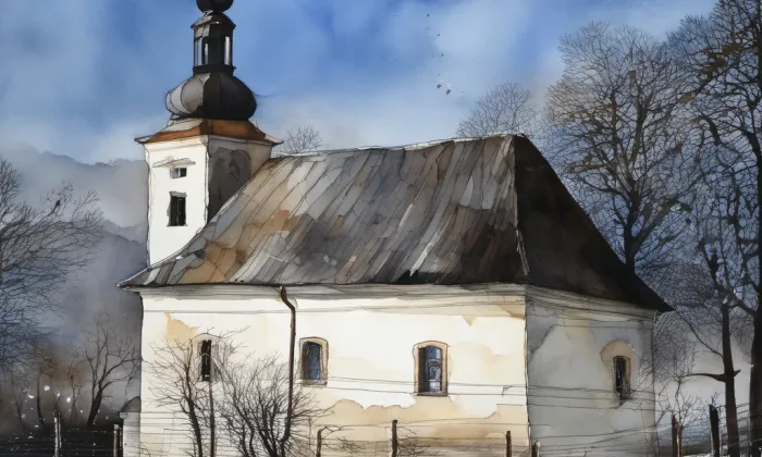 Kostel svatého Jana Křtitele (Jedlí) – akvarel