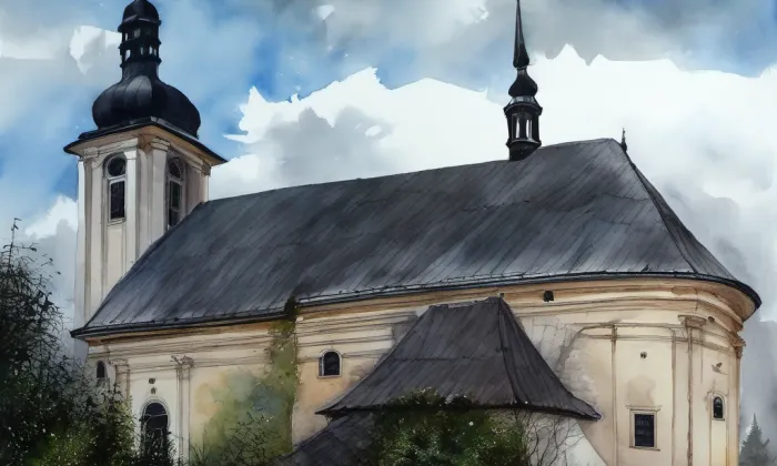 kostel svatého Jana Křtitele (Tatenice) – akvarel