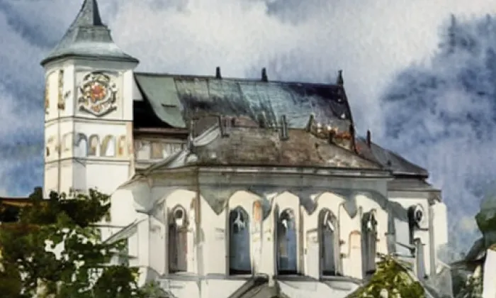 kostel svatého Jana Křtitele (Velké Losiny) – akvarel