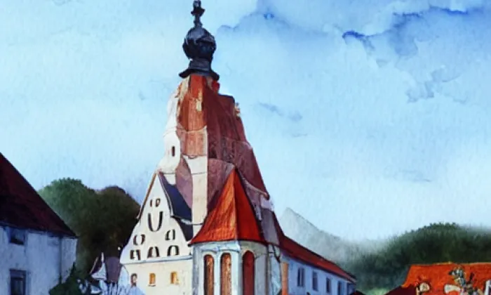 Kostel svatého Jana Křtitele (Zátoň) – akvarel
