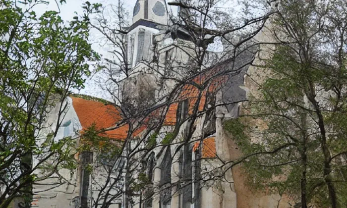 Kostel svatého Jana Křtitele a svatého Prokopa – akvarel
