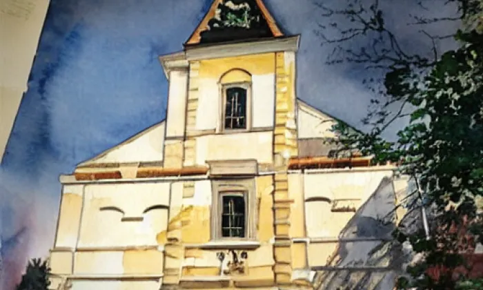 Kostel svatého Jana Nepomuckého (Šemanovice) – akvarel