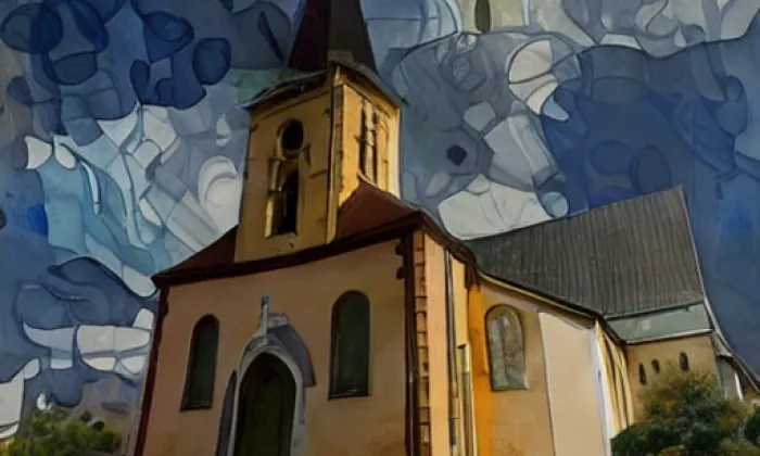 Kostel svatého Jana Nepomuckého (Omlenička) – akvarel