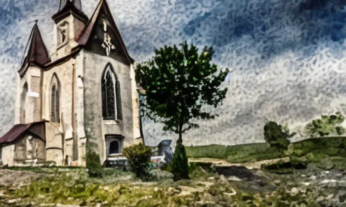 kostel svatého Jiří (Bělotín) – akvarel